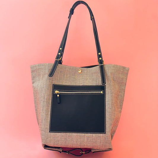 Cabas Gigi Cuir & Lin Noir